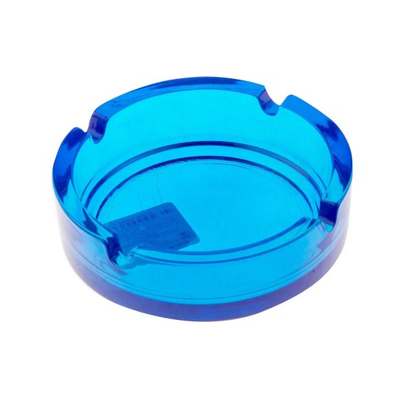 Round ashtray, made of glass, Selena, 10.5 cm, blue color